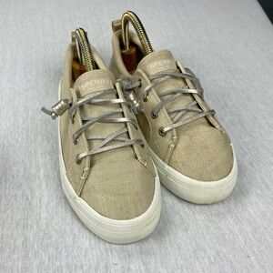 Sperry Ivory Gold Lace Up Slip On Women’s Size 6 Comfortable